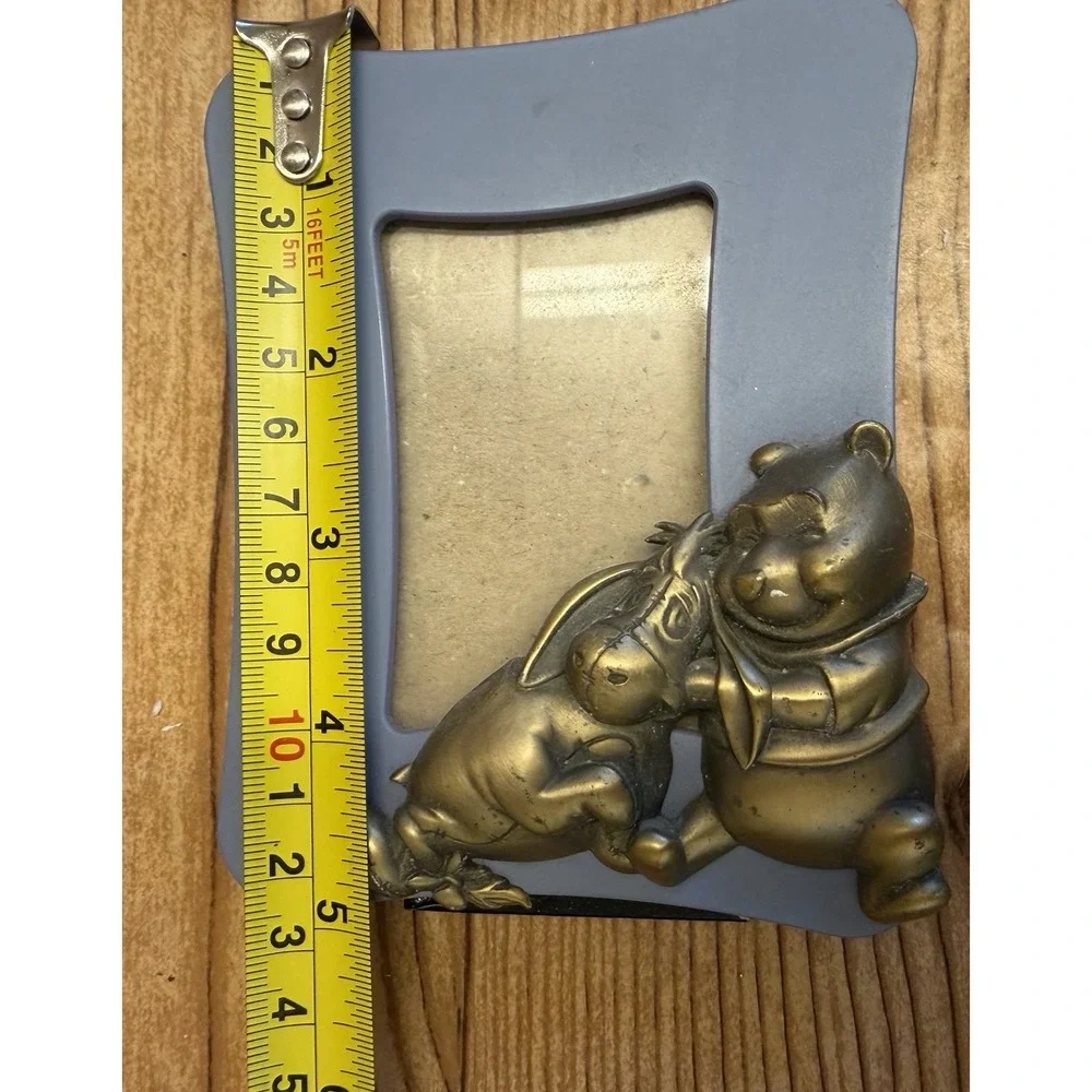 Vintage Disney Winnie The‎ Pooh & Eeyore Gold Tone Metal Purple Frame 3D